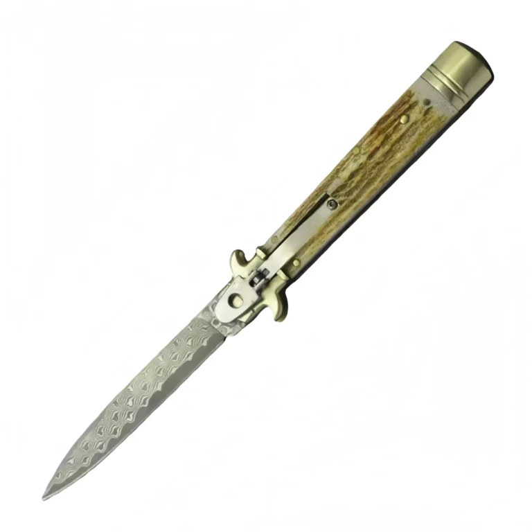 9-inch antler damascus steel blade stiletto heel knife